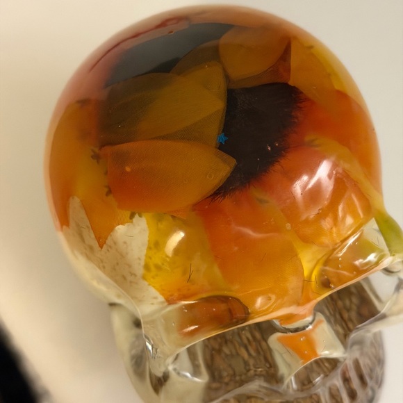 Skull Art Piece with Orange and Yellow Accents - Picture 5 of 7